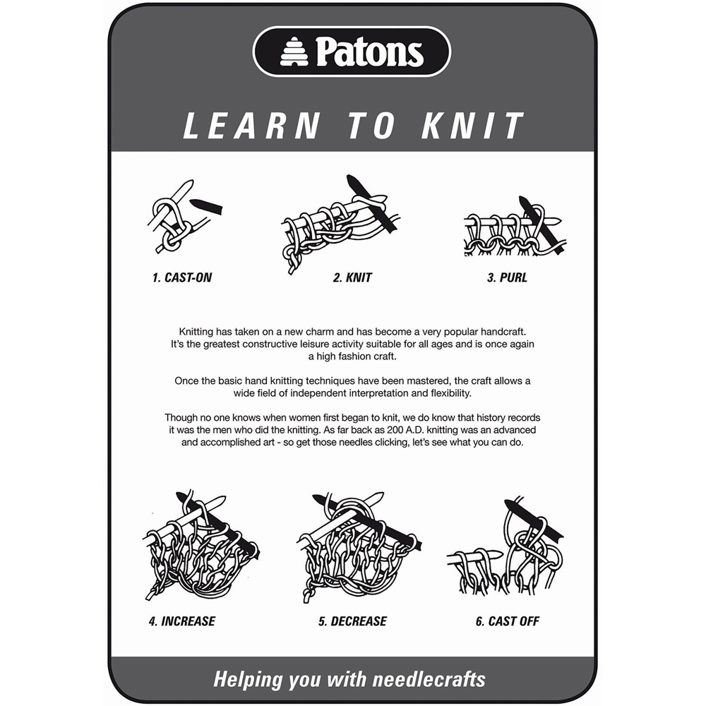 Ashford Store | Patons – Learn to Knit leaflet