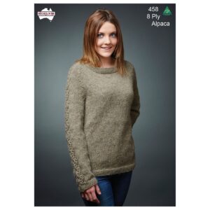 Heirloom - Jumper with Lace Panel Sleeve 8ply 458
